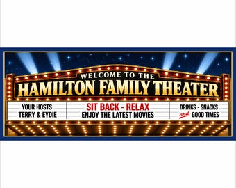 Custom Home Theater Sign: Personalized Family Cinema Marquee Movie Room Decor