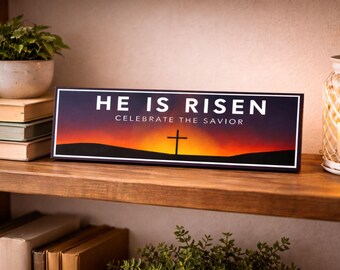 Letrero "Él ha resucitado": Cruz decorativa para pared (religiosa)
