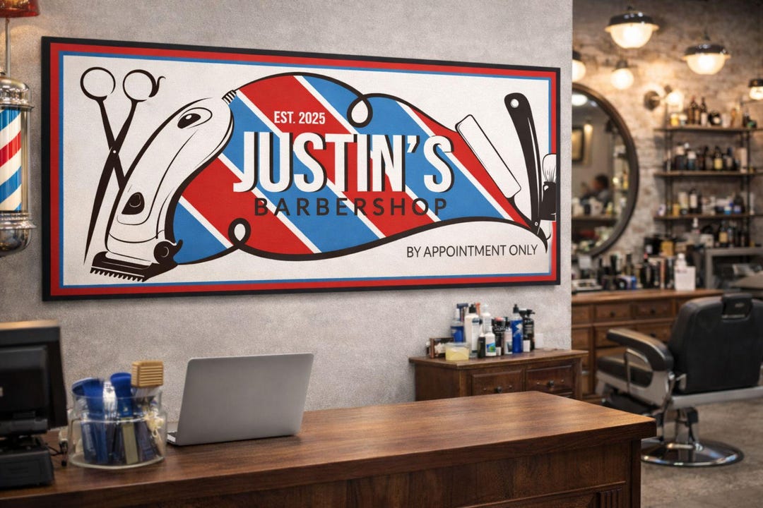 Personalized Barbershop Sign: Custom Barber Pole Decor, Name Wall Art ...