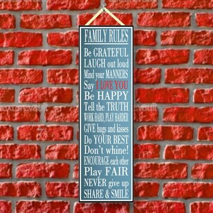 Family Rules Novelty Sign with Blue Background, Inspirational Signs, Family Gift, PM364