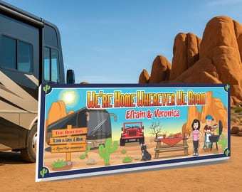 Personalized RV Camping Sign: Custom Desert Motorhome Art