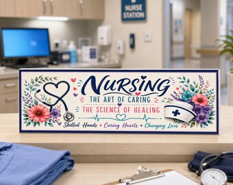 Nurse Sign: Stethoscope Heart Decor, Nursing Calling Plaque, Healthcare Gift