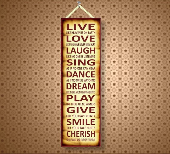 Vivre Amour Rire Citation Signe Avec Un Fond De Parchemin Etsy