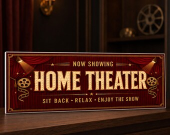 Home Theater Sign: Movie Room Cinema Wall Decor Gift