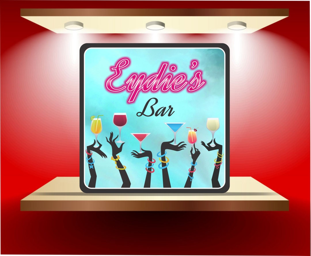 Custom Bar Sign Personalized Sign Bar Décor Sign Cocktails Sign Colorful Neon Effect Bar Signs