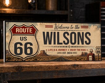 Personalized Route 66 Sign: Custom Family Name Wall Decor