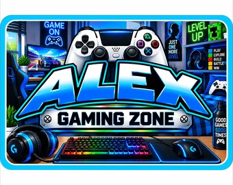 Personalized Gaming Sign: Custom Kids Room Door Sign