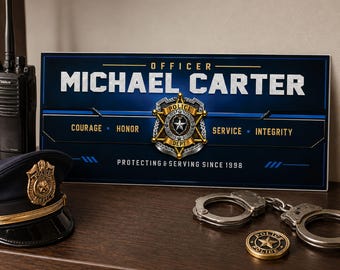 Personalized Police Officer Sign: Custom Law Enforcement Retirement Gift for Home or Office