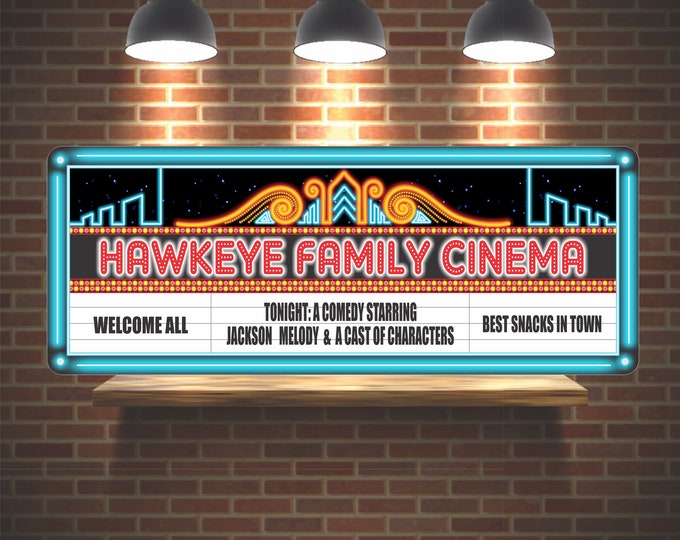 Custom Lounge Sign | Personalized Movie Theater Decor | Theatre Signs | Game Room Wall Art | Movie Room Decor | Cinema Signs 18"x7"