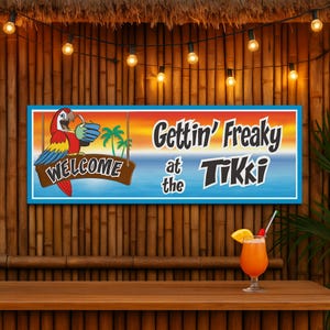 Tiki Bar Welcome Sign – Funny Tropical Patio Decor for Luau Parties and Backyard Bars