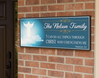 Personalized Christian Family Name Sign - Philippians 4:13 Scripture