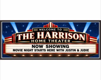 Custom Home Theater Sign: Personalized Family Movie Room Marquee