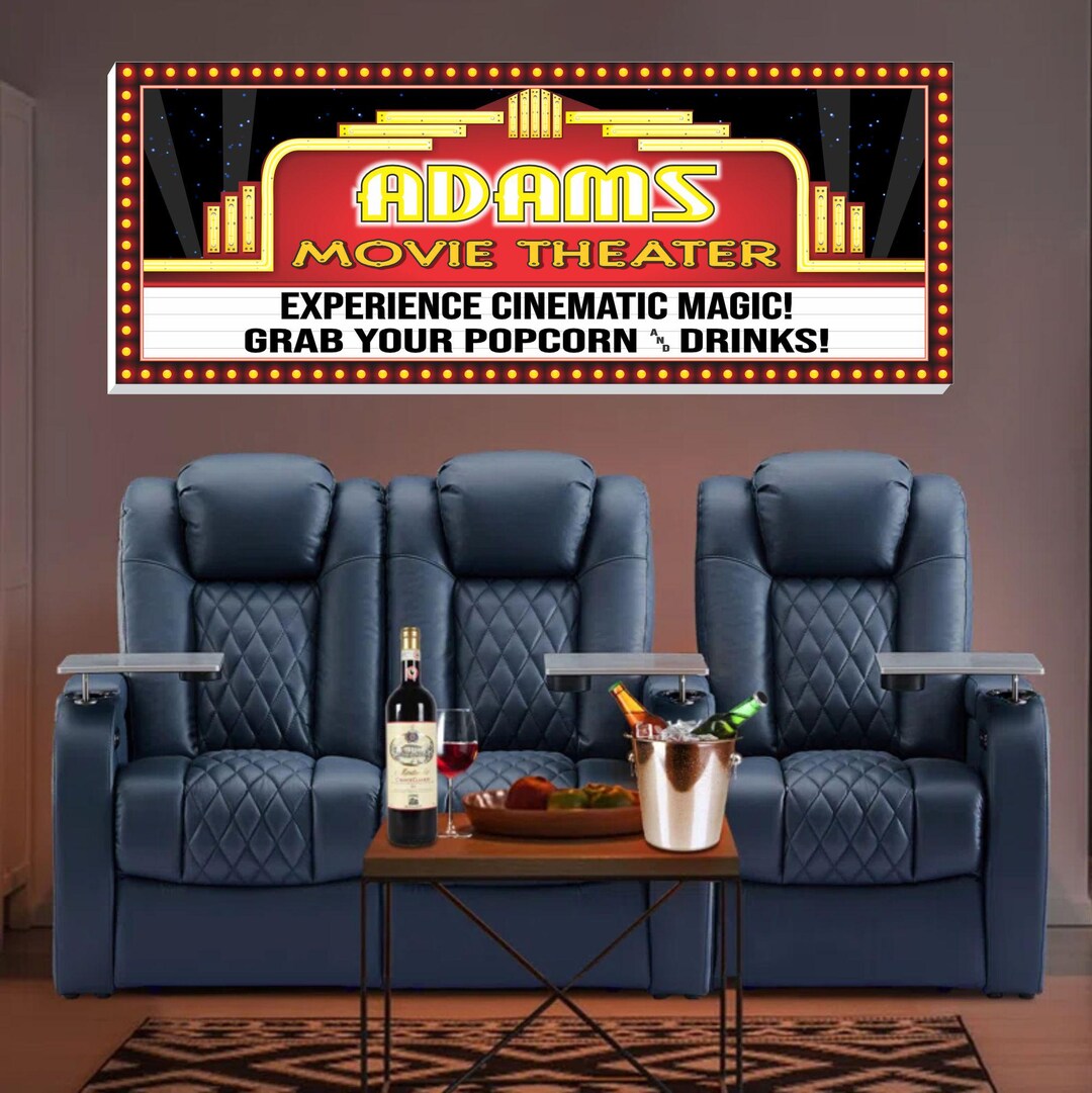Personalized Movie Theater Sign – Custom Home Cinema Wall Art With ...