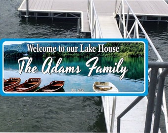 Personalized Welcome to our Lake House Sign for Your Cabin or Boat Dock Custom Lake Sign Ideal Boat Owner Gift 28"x11"
