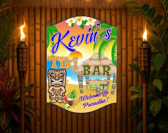 Personalized Tiki Bar Sign – Custom Tropical Home Bar Decor