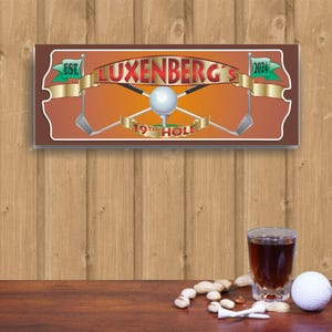 Personalized 19th Hole Bar Sign – Custom Golf Wall Art for Man Cave or Home Pub, Funny Golf Gift for Him