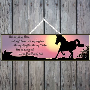 Horse Owner Inspirational Quote Sign with Sunset and Horse Silhouette, Horse Decor, Horse Wall Art, Pet Signs, Equestrian Decor image 1