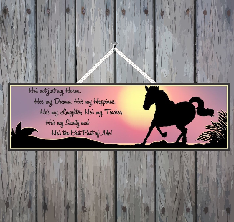 Horse Owner Inspirational Quote Sign with Sunset and Horse Silhouette, Horse Decor, Horse Wall Art, Pet Signs, Equestrian Decor image 1