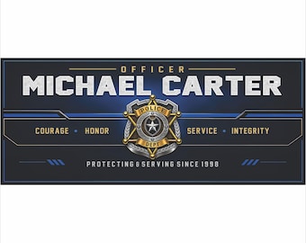Personalized Police Officer Sign: Custom Law Enforcement Retirement Gift for Home or Office