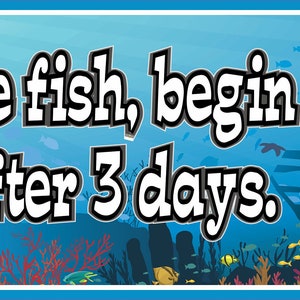 Guests, Like Fish, Start to Smell After 3 Days Funny Sign with Coral Reef Scene and Tropical Fish, Funny Quotes, Ben Franklin Quote image 3