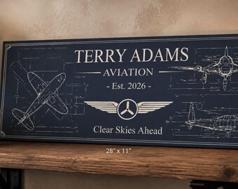 Letrero personalizado con plano aeronáutico – Decoración de pared personalizada para pilotos