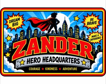 Personalized Superhero Sign: Custom Kids Room Door Sign