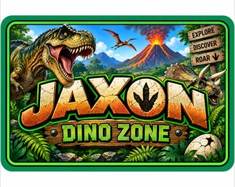 Personalized Dinosaur Sign: Custom Kids Room Door Sign