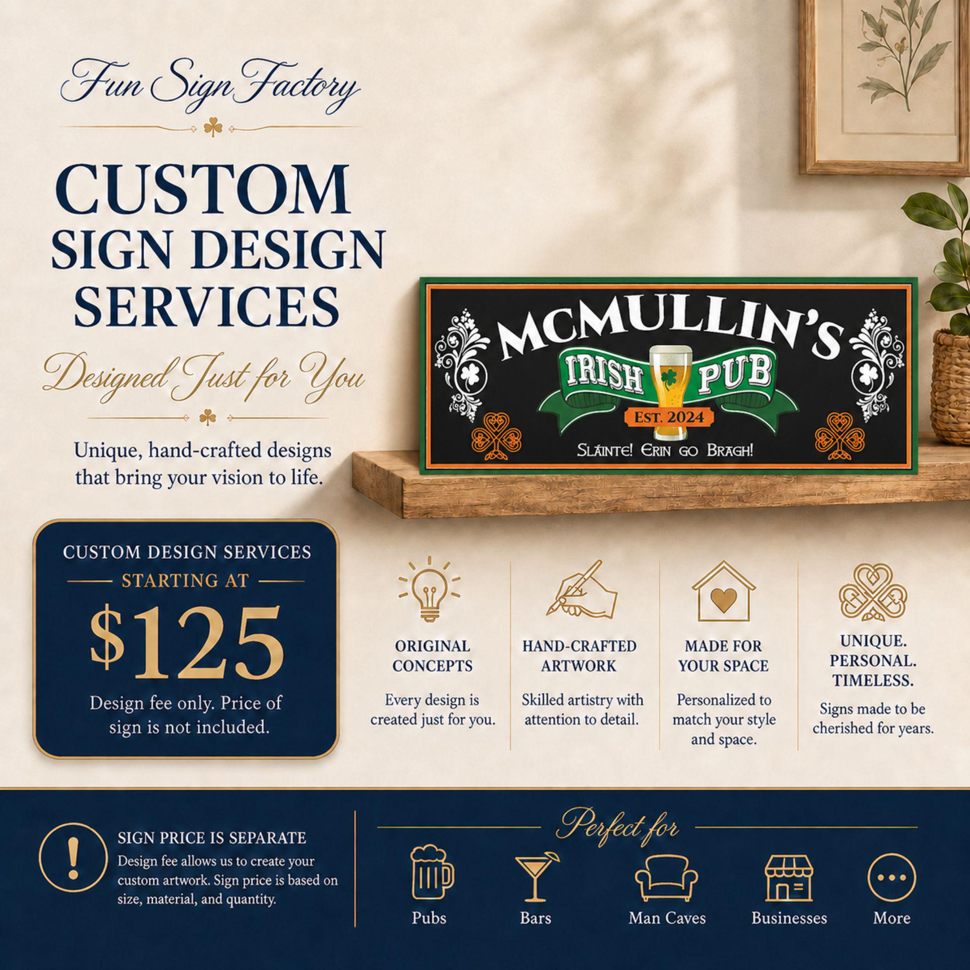 Custom Bar Sign Design Service: Personalized Pub Man Cave Artwork - Etsy