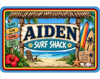 Personalized Surf Sign: Custom Kids Room Door Sign