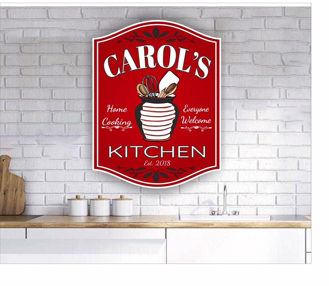 Personalized Kitchen Sign: Utensil Jar, Custom Family Name - Etsy