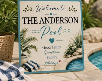 Letrero personalizado para piscina: Decoración personalizada para la pared de la piscina familiar