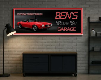 Personalized Classic Car Garage Sign: Retro Mancave Decor