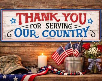 Patriotic Thank You Sign: Military Appreciation Decor, Veteran Tribute Wall Art