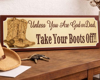 Letrero personalizado de botas vaqueras: decoración rústica del oeste, letrero de entrada con nombre personalizado