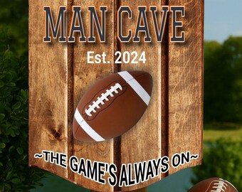 Personalized Football Man Cave Sign – Custom Sports Bar Wall Art