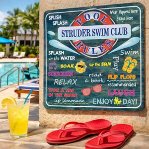 Personalized Pool Rules Sign – Durable Outdoor Patio Decor