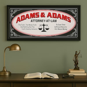 Personalized Attorney Office Sign – Funny Law Firm Decor for Lawyers, Legal Wall Art with Custom Name, Attorney Gift for Office or Den
