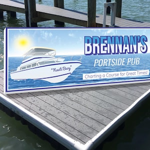 Personalized Boat Bar Sign: Nautical Yacht Decor for Lake House