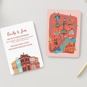 New Orleans Wedding Invitation Illustration Editable and Printable Invite