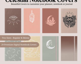 Celestial Digital Notebook Covers: Ethereal Cosmic Designs (PNG, Goodnotes, Notability)