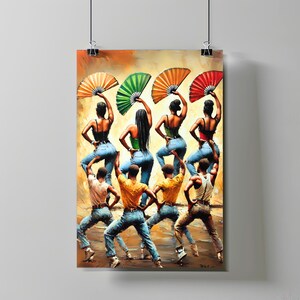 Vibrant Afrocentric Dance Print | Black Excellence Wall Art | Digital Download | Boots on the Ground Dance | African American Culture Decor