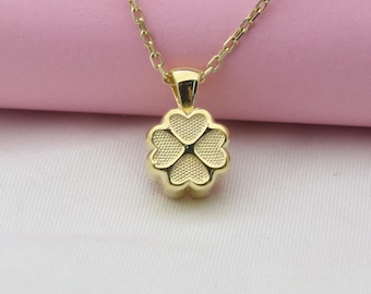 Mini Lucky Clover Ash Necklace – Tiny Memorial Urn Pendant in Gold Tones-Urn Necklace