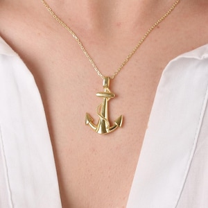 Anchor Cremation Necklace - 14K Gold plated Pendant for Ashes - Nautical Keepsake Gift for Loss of Loved One