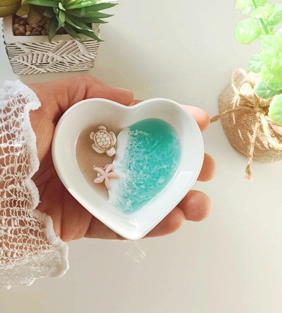Small Ceramic Trinket Box, Ocean-inspired Decorative Dish