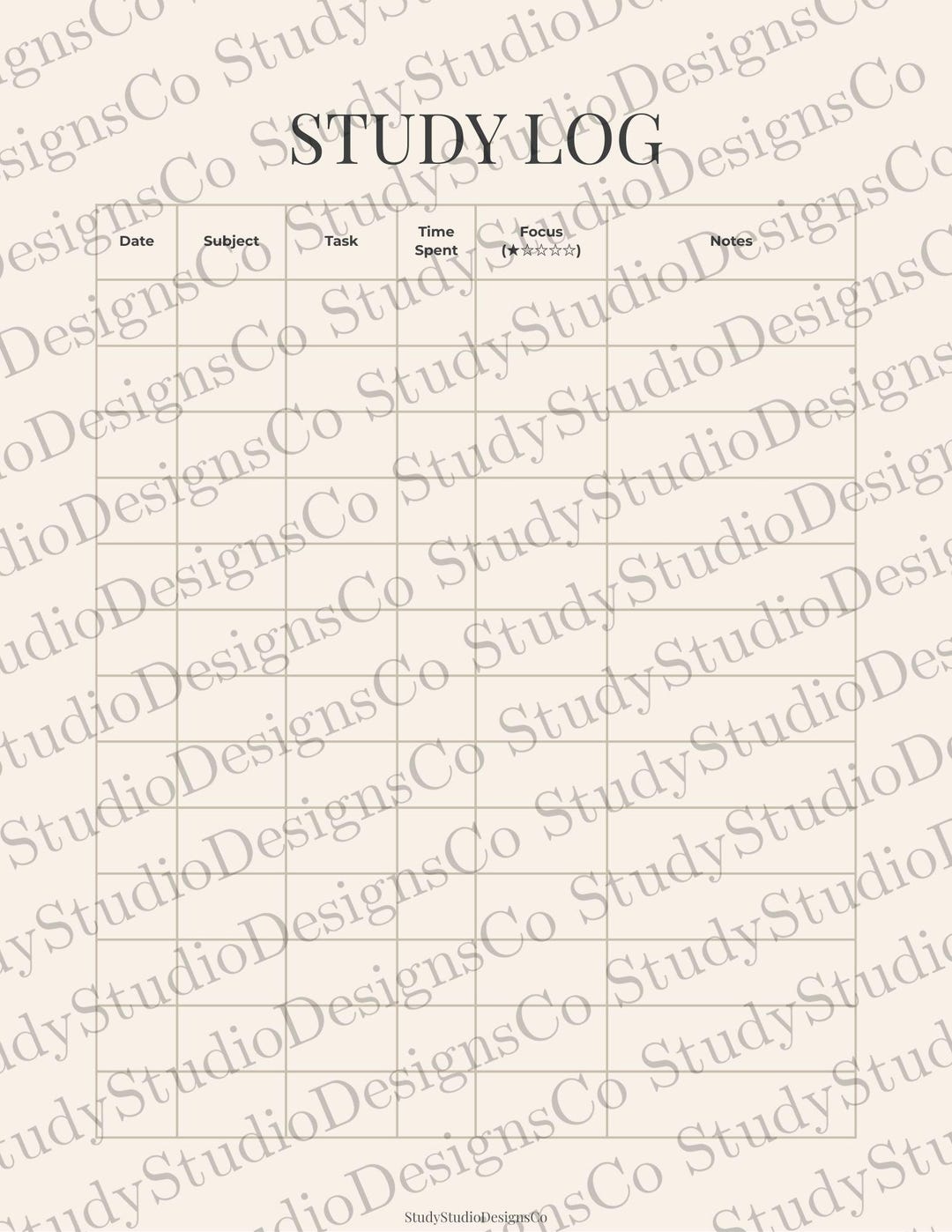 Study Log Printable | Student Study Tracker | Daily Study Record PDF ...