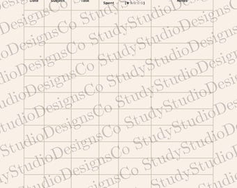 Study Log Printable | Student Study Tracker | Daily Study Record PDF | Minimal Beige Study Log