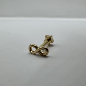 Infinity Gold 14K Solid Gold Piercing-Helix-Tragus-Conch-Earring-Flat Back