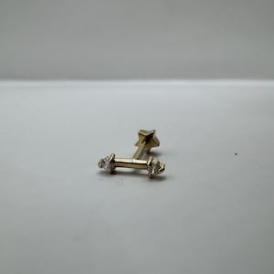 Brinco Golden Beam Tragus-Hélice-Concha-Cartilagem-Ouro Sólido 14K