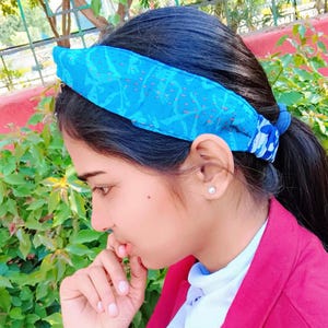 Bandeau torsadé en soie kantha recyclée, serre-tête extensible en tencel image 6