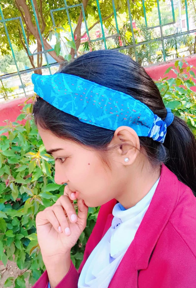 Bandeau torsadé en soie kantha recyclée, serre-tête extensible en tencel image 6